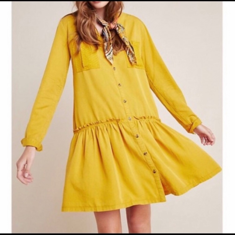 Anthro Maeve Marlie Button Down Tunic Dress